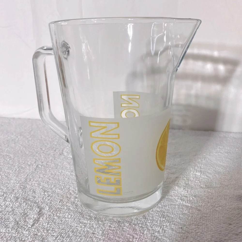 Vintage Cerve Italian Frosted Glass Lemon Lemonade Pitcher Countrycore